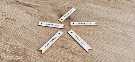 Drevený výlisok - thank you - 65 mm, 