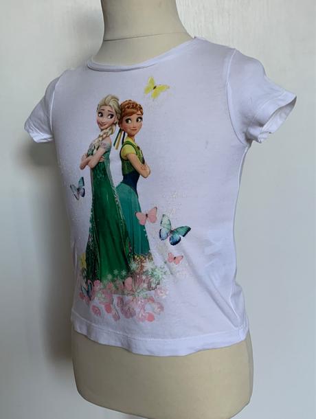 H&m biele tričko anna a elsa (frozen), h&m,98
