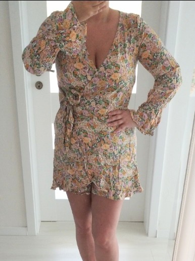 Nový kvetinový overal, veľ m, fishbone,38