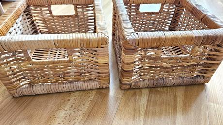 Pevný prútený košík, prírodný vzhľad, 1ks,