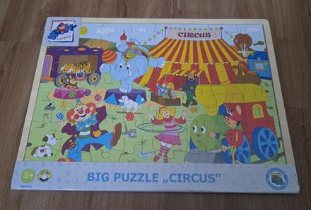 Woody drevené puzzle "cirkus" v ráme, 