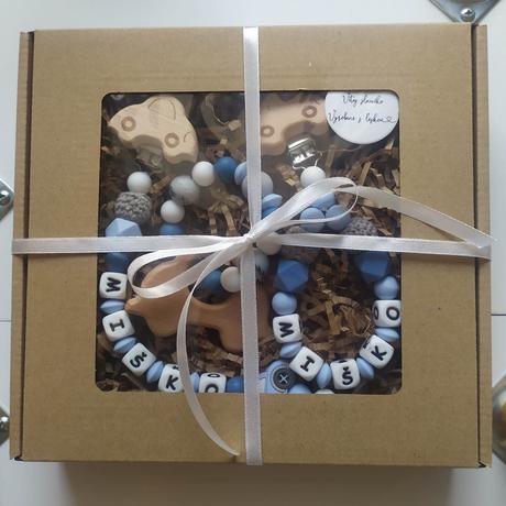 Set retiazka na vajíčko a cumlík a hryzadlo zajac,