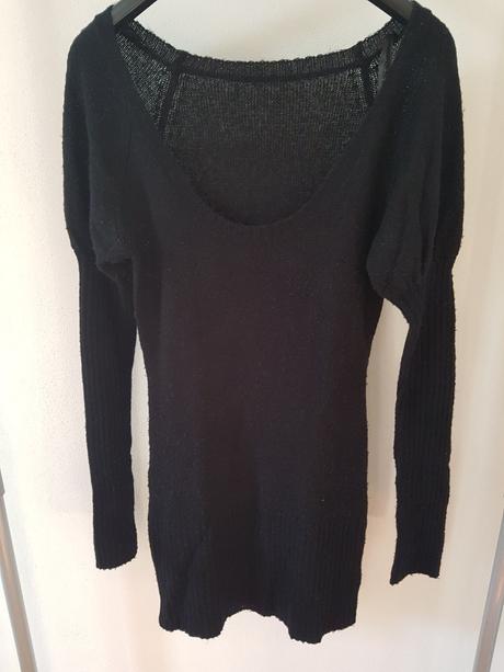 Dlhy pleteny pulover - velky vystrih, zara,s