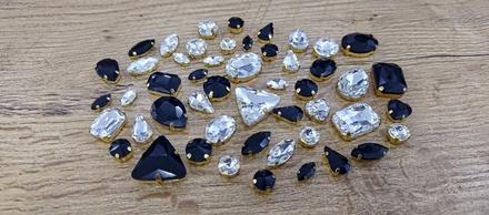 Našívacia kamienky mix veľkostí - 50 kusov - kryšt, 
