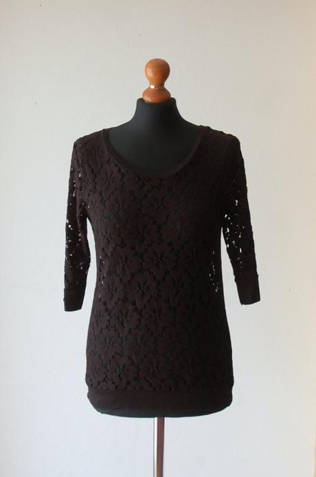 Elegantná čierna čipkovaná blúzka, new look,38