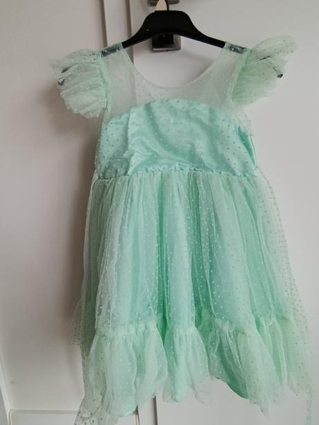 Dievčenské tylové tyrkysové šaty, 128
