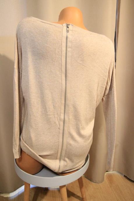 Béžový viskózový oversize sveter, s/m, s