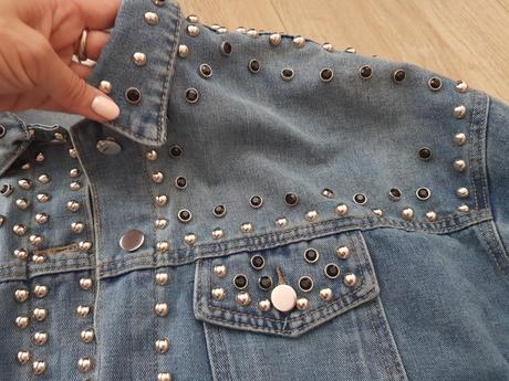 Stylova oversize vybijana jeansova bunda.nova, l / m