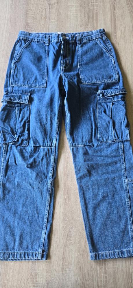 Cargo nohavice modre, pull&bear,44