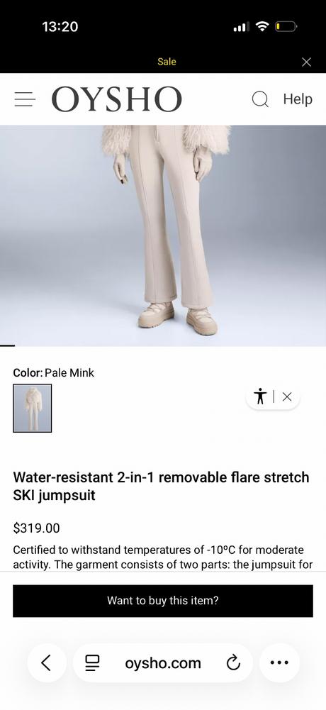 Oysho lyžiarsky overal s, s