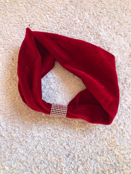 Nová červená zamatová dievčenská/dámska čelenka, 