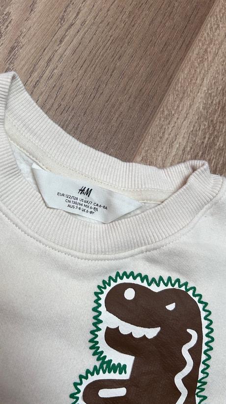 Mikina vianoce dinosaurus 122/128, h&m,122