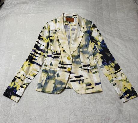 Krásne kvalitné vzorované sako bavlna elastan, 40