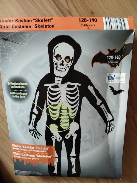 Karneval kostým kostra svietiaci v tme 128-140., 