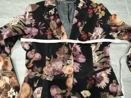Kvetované sako v38 bavlna elastan, 38