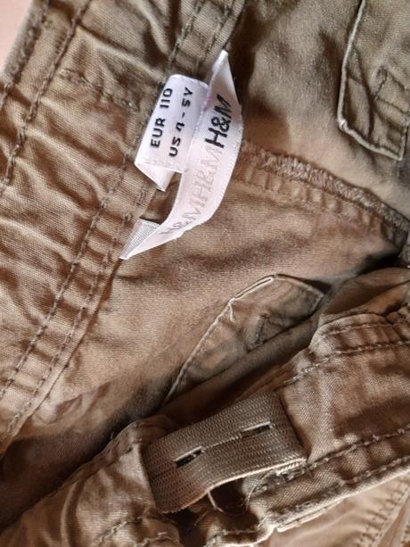 Khaki nohavice s nastaviteľným pásom, h&m,110