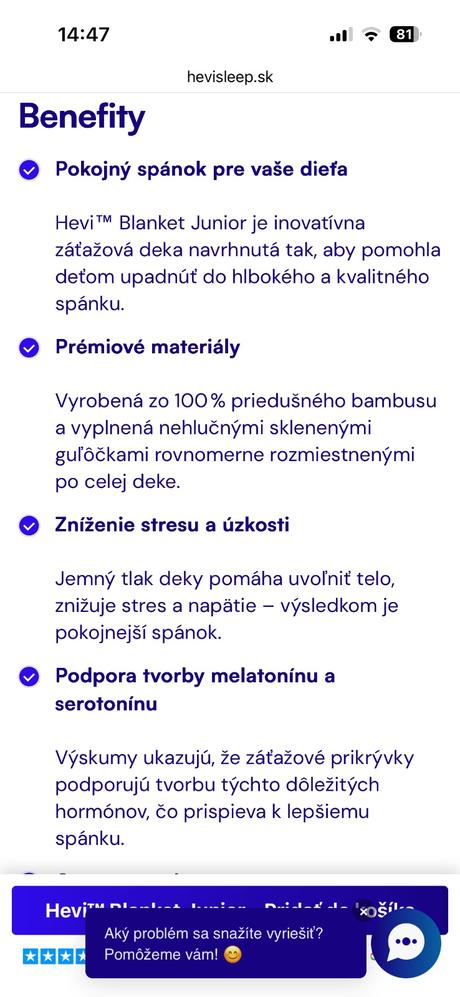Záťažová deka hevisleep pre deti,