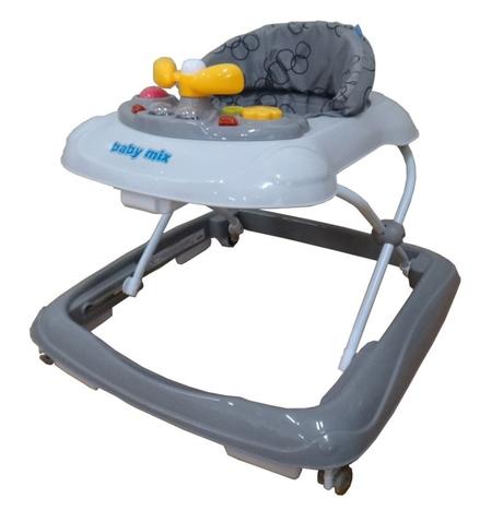 Baby mix detské chodítko bielo-šedé so silikónovým,