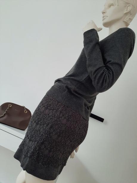 Svetrové šaty s krajkou xs/s, intimissimi,xs