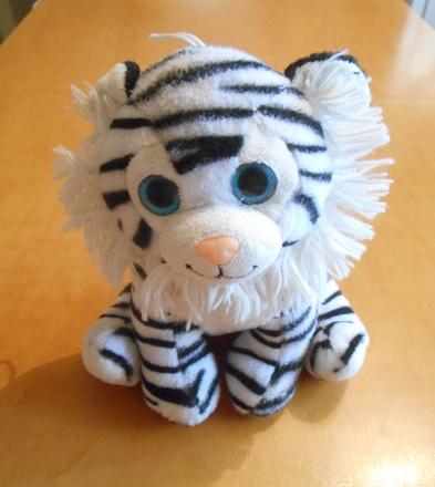 Plyšový tiger biely sediaci,