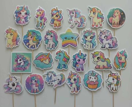 Tortový zápich jednorožec (15ks) - skladom, nv-15, 