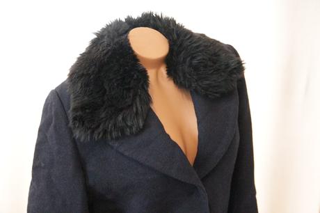 Tmavo modrý kabát s kožušinou xl, xl