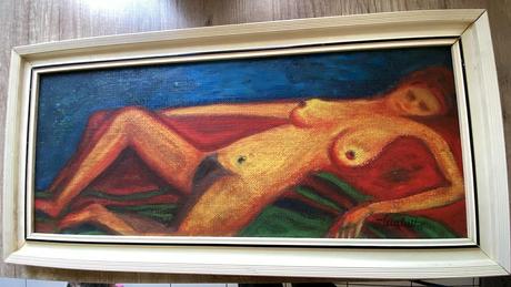 Starý obraz akt 31x 65 cm, 