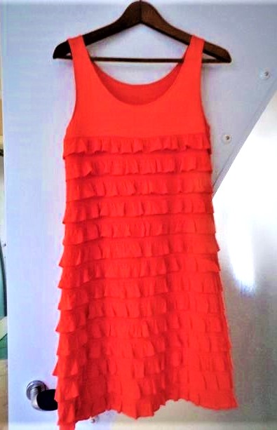 Koralové úpletové šaty, s