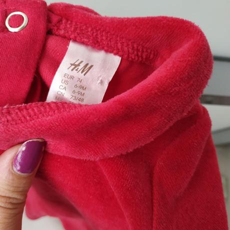 Červené velúrove šaty h&m, veľk. 74, h&m,74
