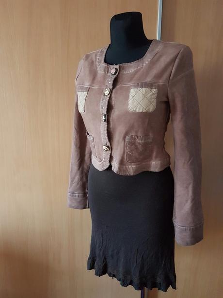 Tmavohnedé viskózové talianske šaty s čipkou vel.m, m