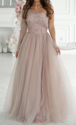 Púdrovoružové spoločenské šaty, xs