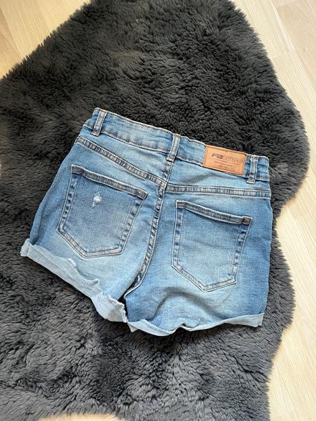 Riflove sortky kratasy modre  dzinsove, fishbone,xs