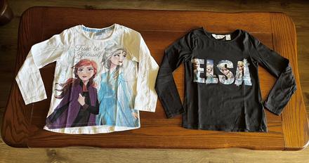 Tričká elsa a anna frozen 122/128 dvojset, h&m,122
