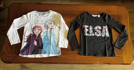 Tričká elsa a anna frozen 122/128 dvojset, h&m,122