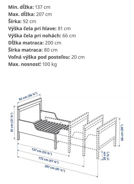 Detská posteľ, šírka (cm): 80,dĺžka (cm): 200