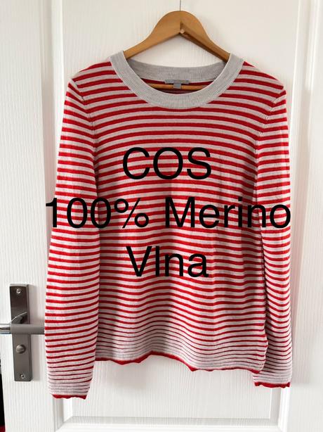 Jemný pletený top s pruhmi z merino vlny, cos,m