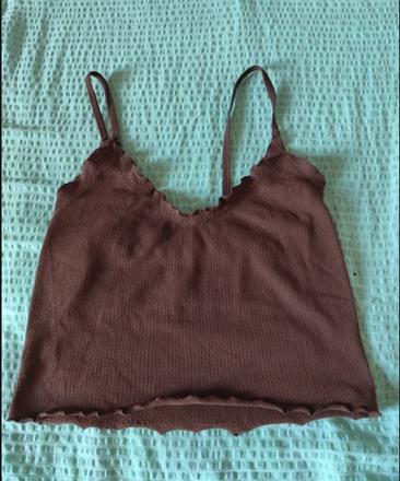 Tmavohnedý top na ramienkach, bershka, veľ.xs, bershka,xs