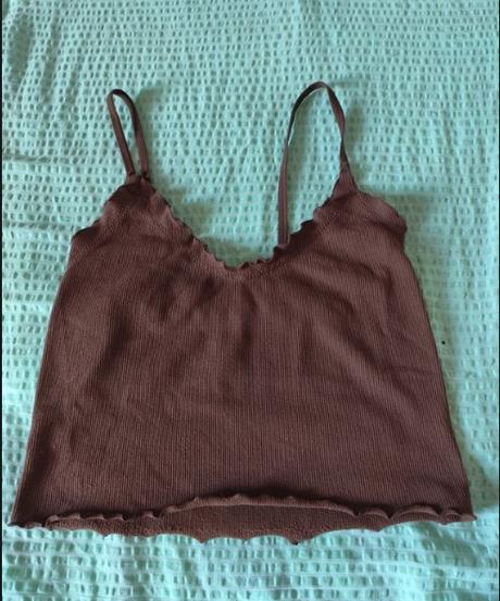 Tmavohnedý top na ramienkach, bershka, veľ.xs, bershka,xs