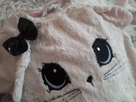 Nádherná huňatá mikinka s mačičkou a uškami, h&m,116