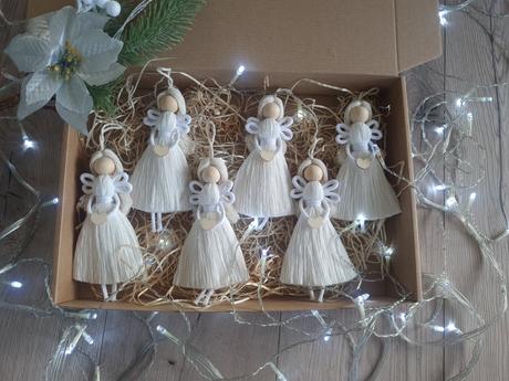 Vianočné makrame ozdoby anjel, 