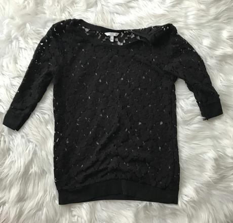 Elegantná čierna čipkovaná blúzka, new look,38