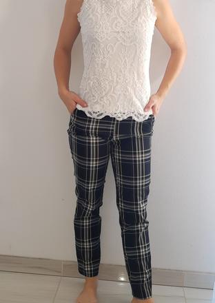 Dámske kockované elegantné nohavice h&m, h&m,xs