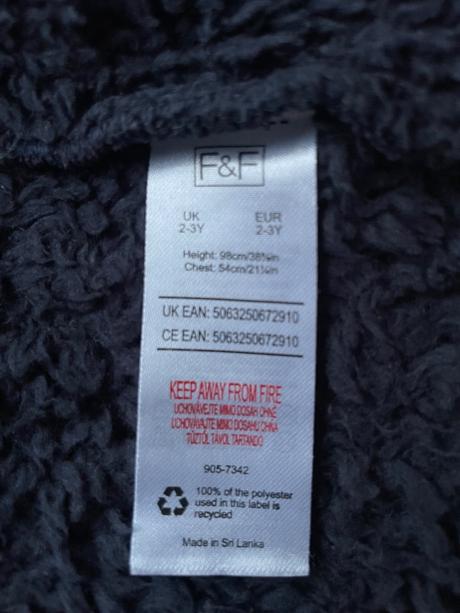 Tmavomodra plysova mikina f&f, f&f,98