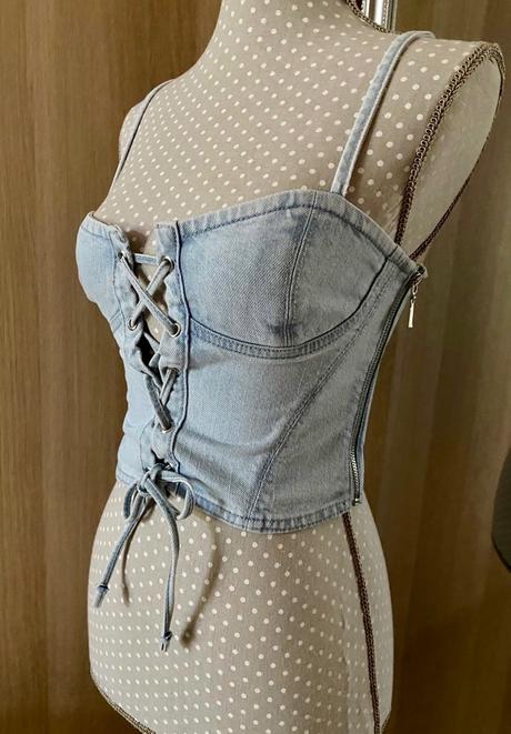 Rifľový korzet na ramienka, bershka, bershka,xs