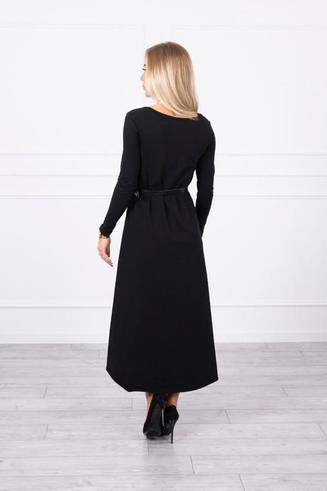 Šaty s ozdobným opaskom a nápisom/ čierna, 