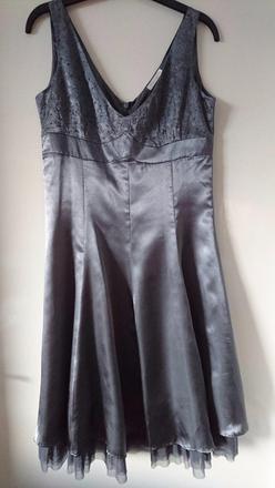 Šedé saténové šaty, reserved,38