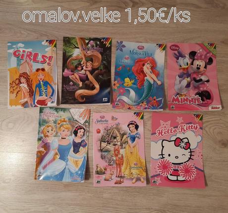 Skolske potreby nove, omalovanky, cena za ks maxim, 