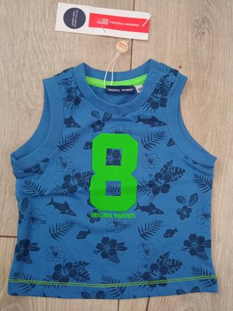 Chlapčenské modré vzorované tričko (3-6 mes.), original marines,62 / 68