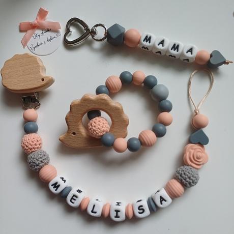 Set retiazka na cumlík, hryzadlo a kľúčenka, 