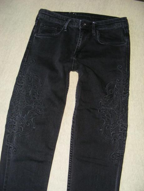 Vyšívané slim rifle h&m - 25/32, h&m,xs